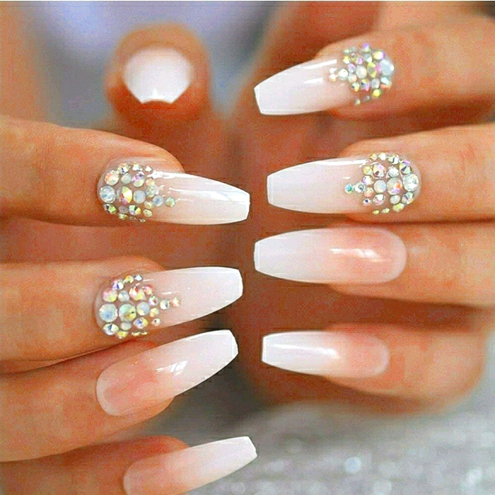 FRENCH PARTY BLING EXTRA LONG COFFIN 💅 NAILS PRES